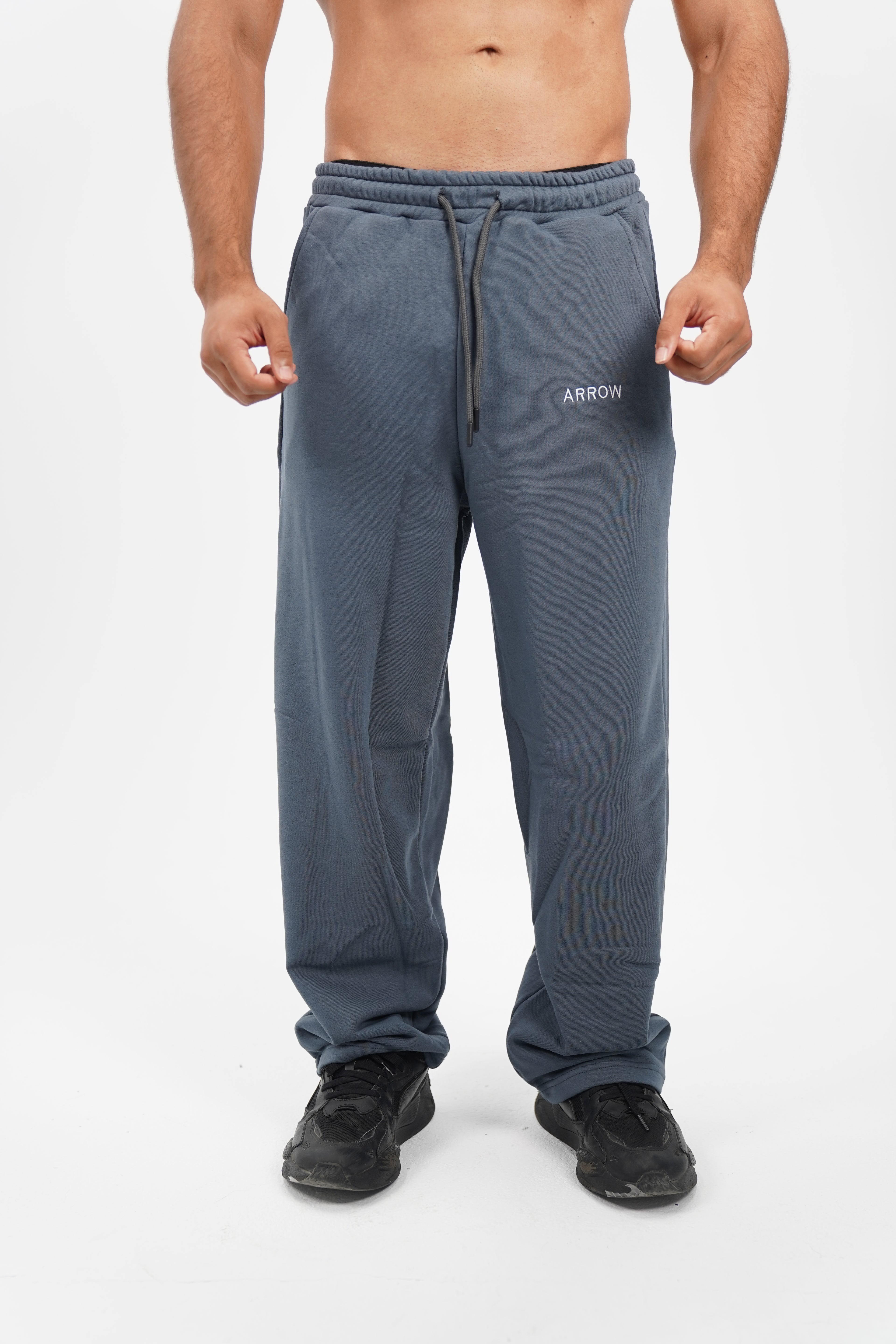WIDE LEG CHARCOAL PANTS