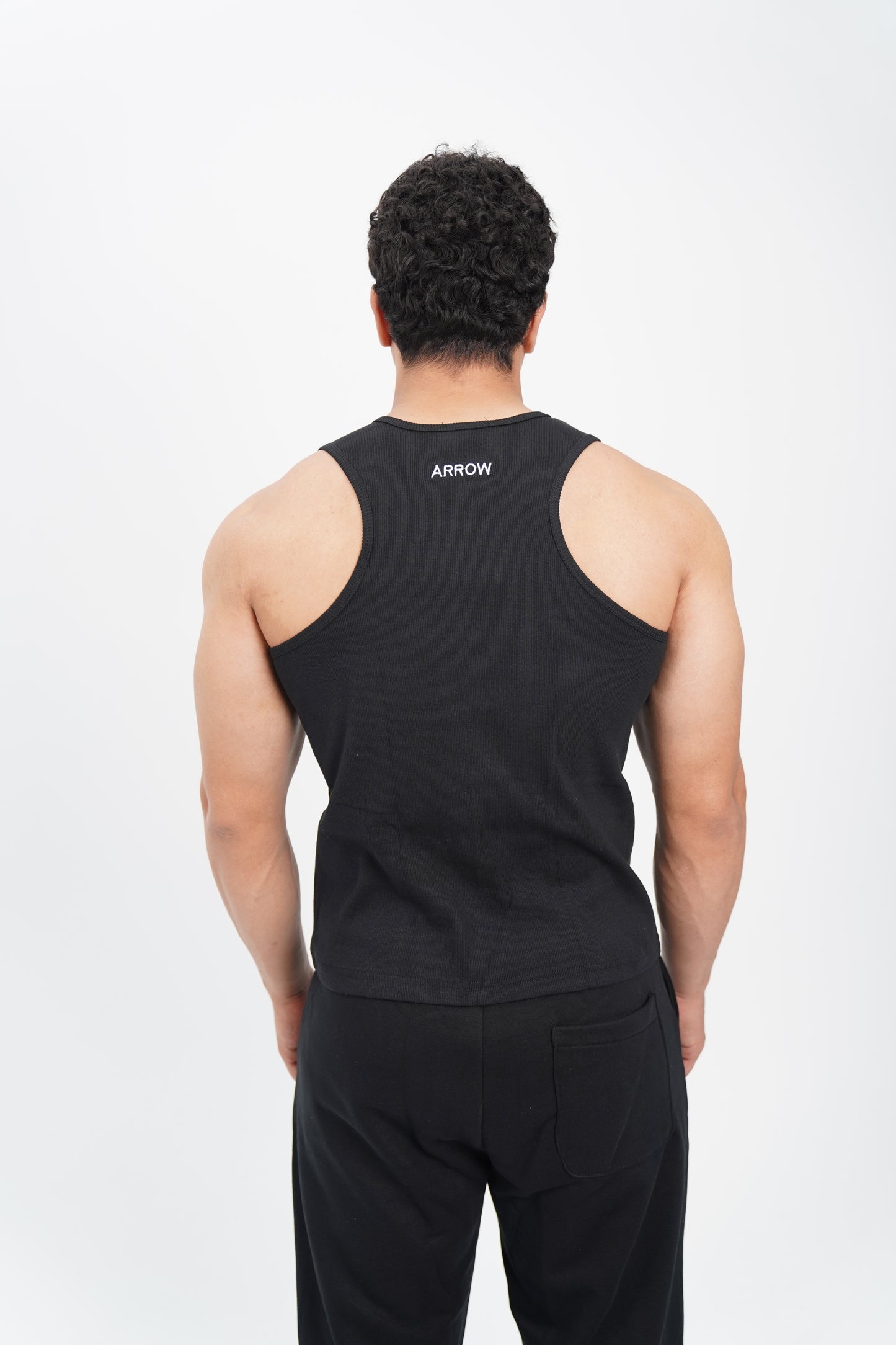 BLACK RIBBED TANK