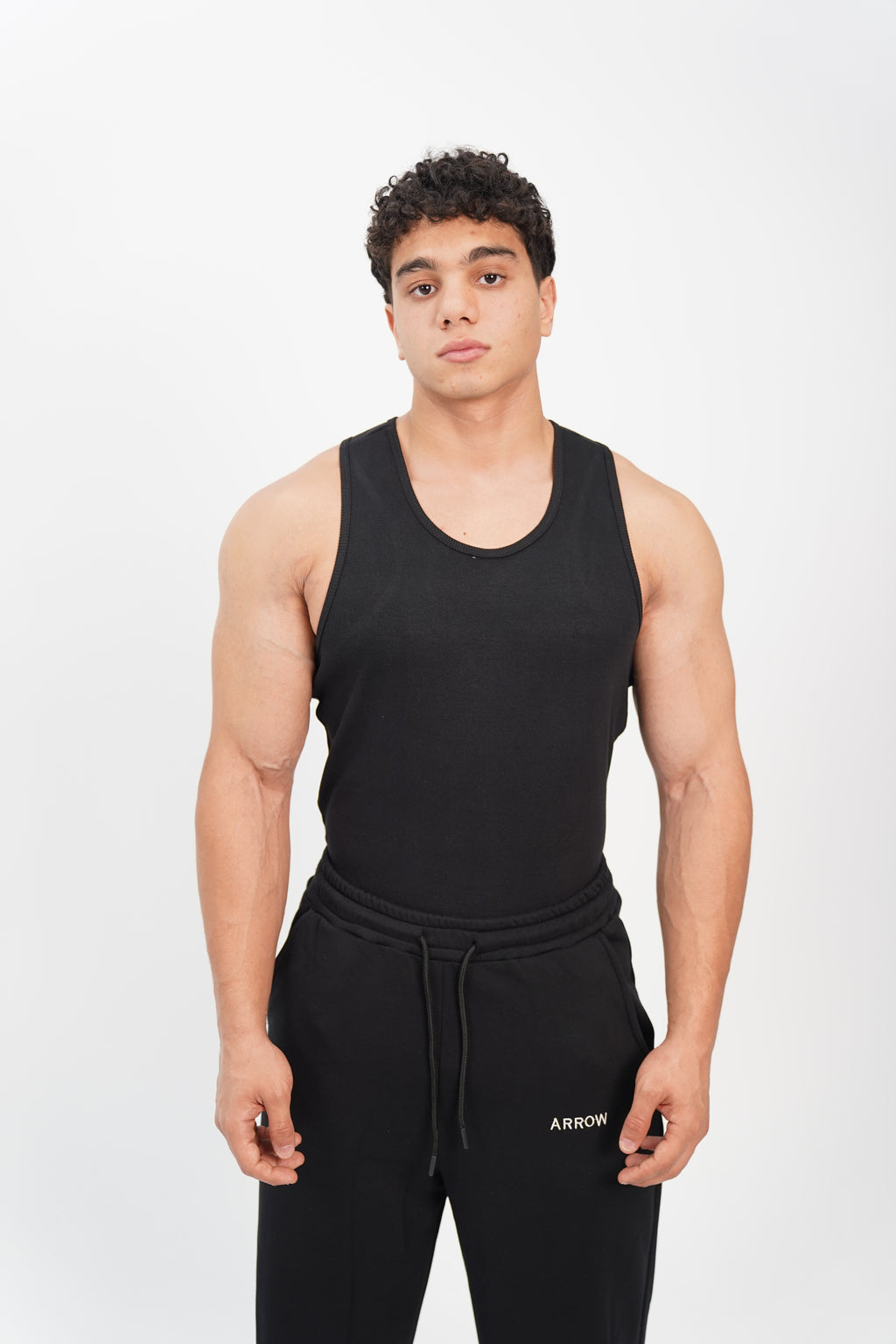 BLACK RIBBED TANK