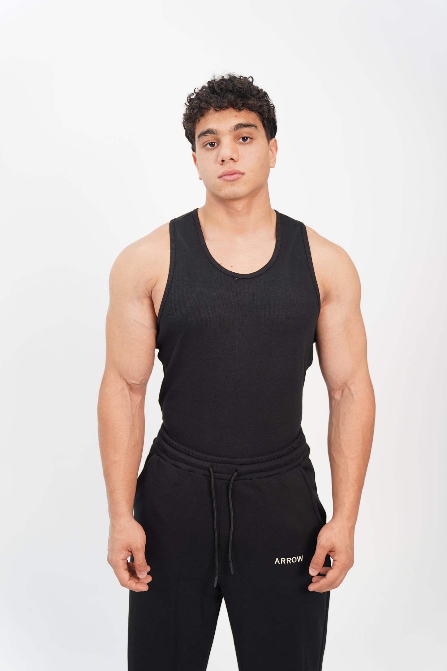 BLACK RIBBED TANK