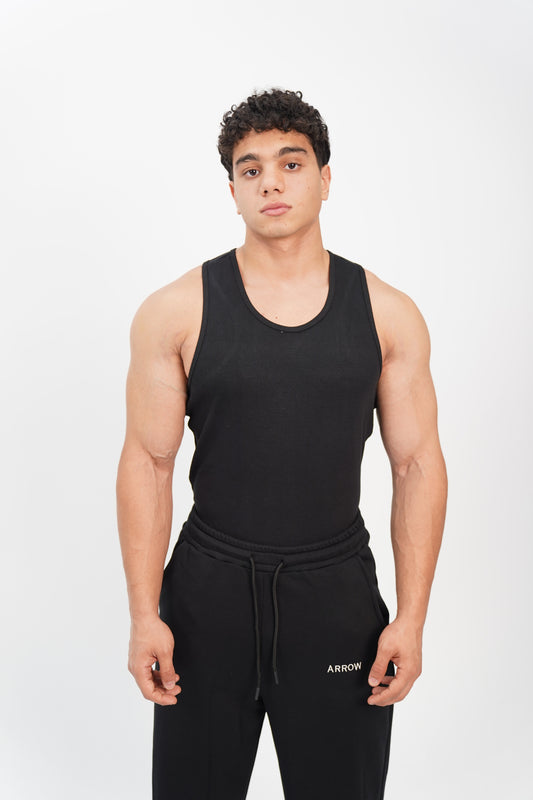 BLACK RIBBED TANK