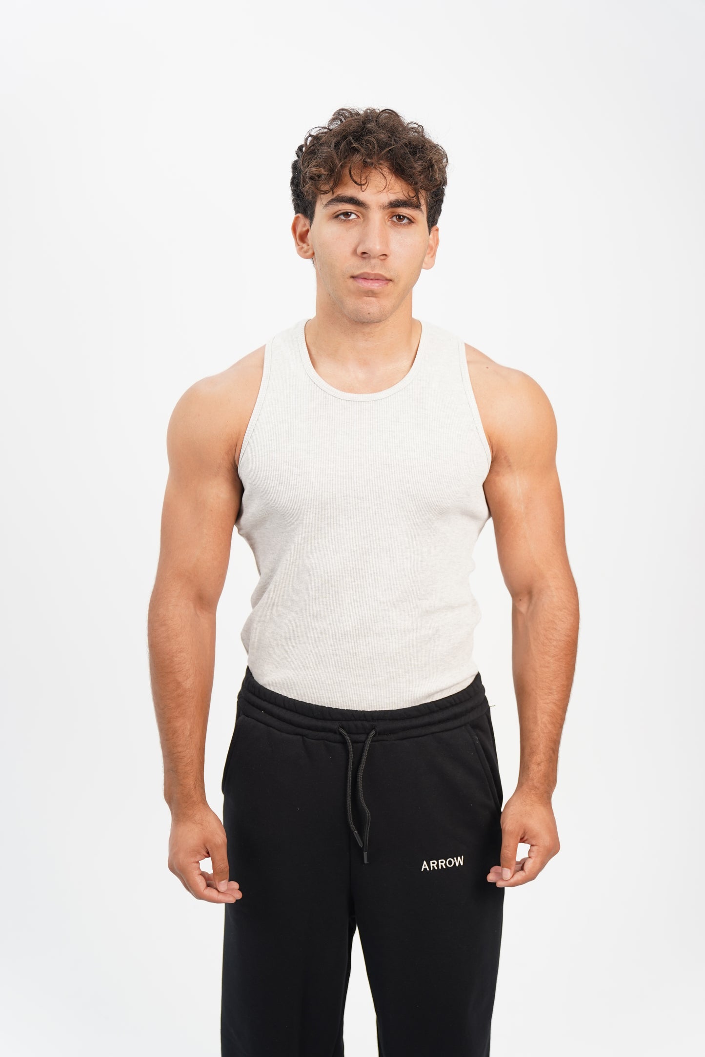 GREY RIBBED TANK