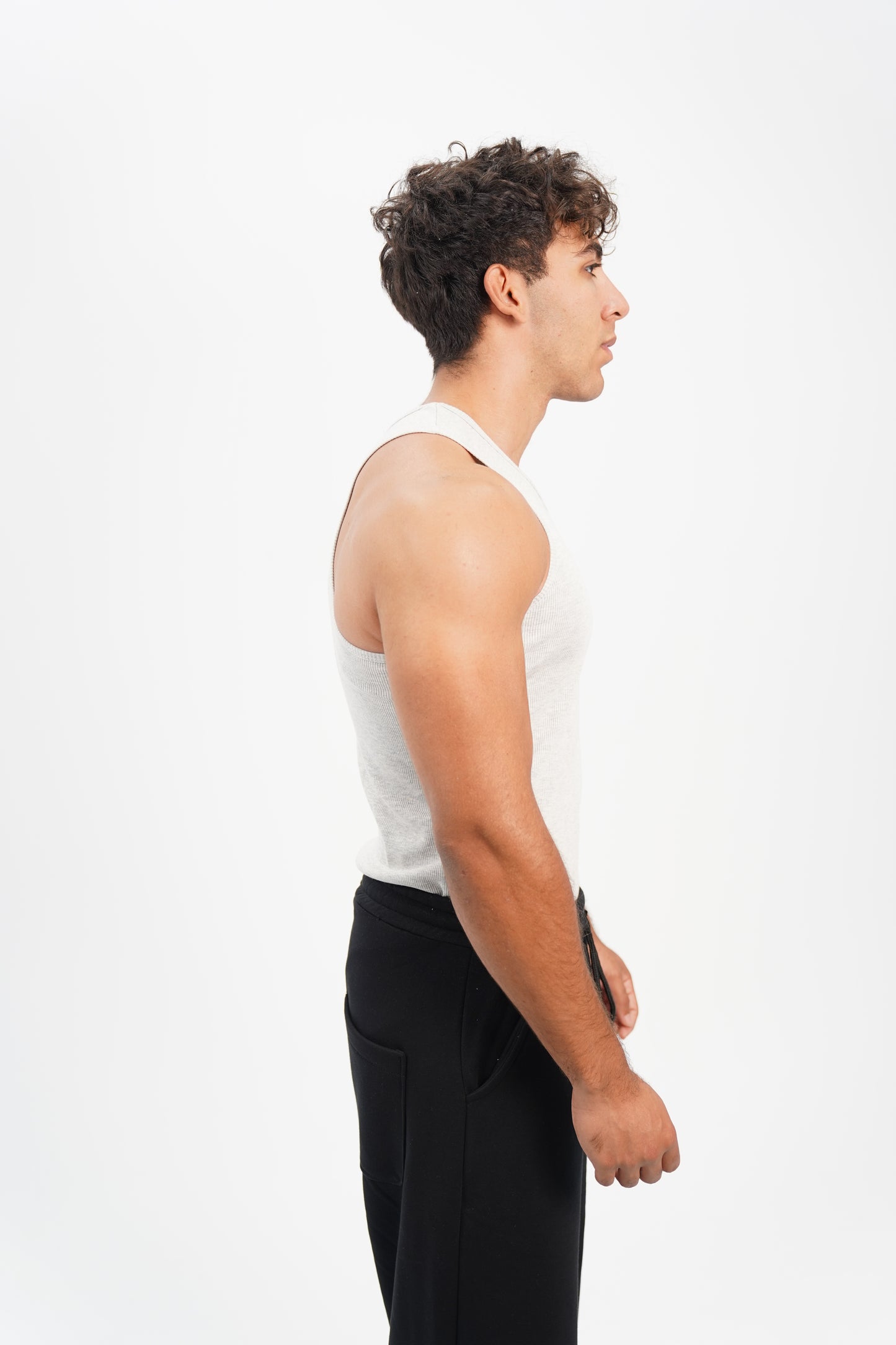 GREY RIBBED TANK