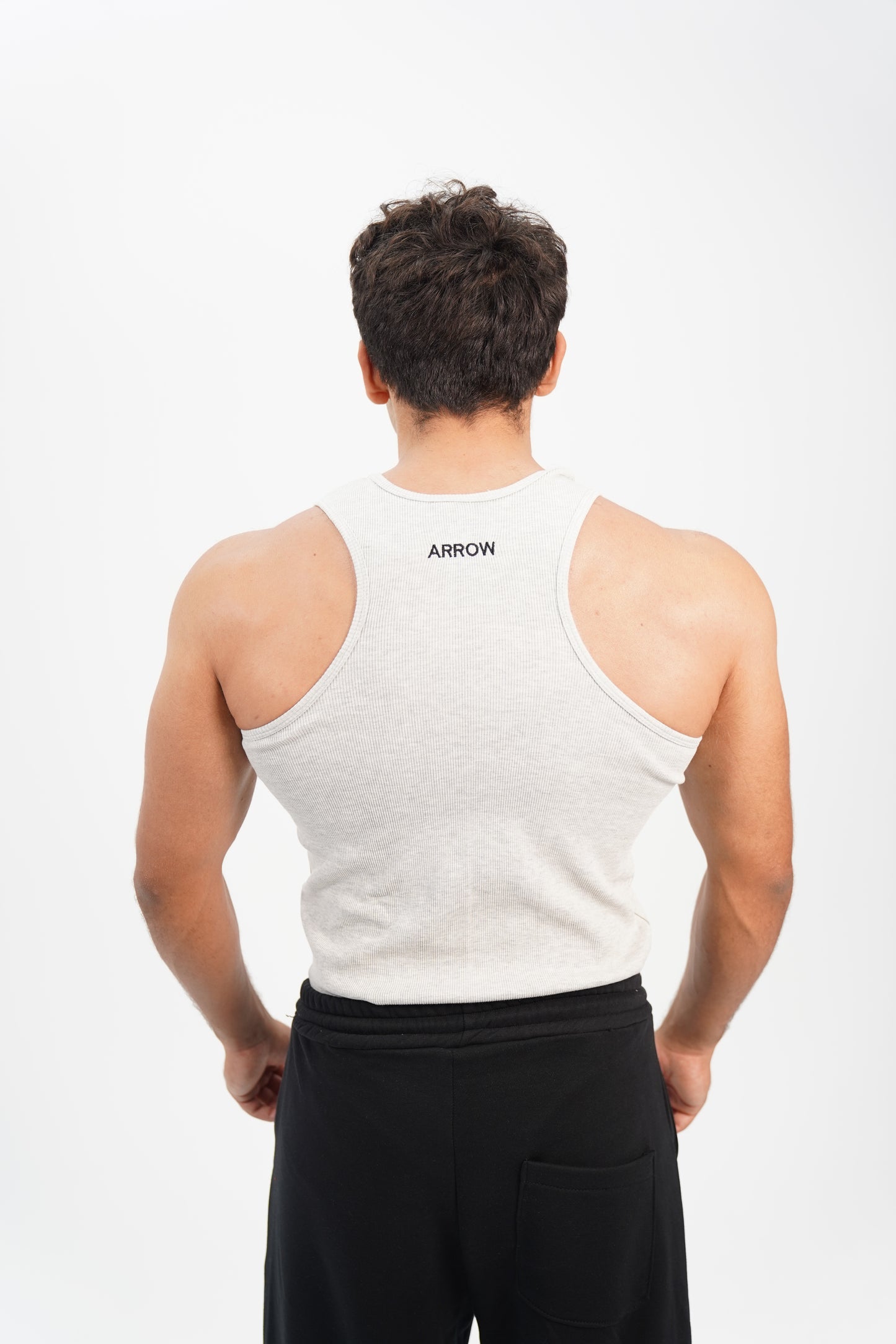 GREY RIBBED TANK