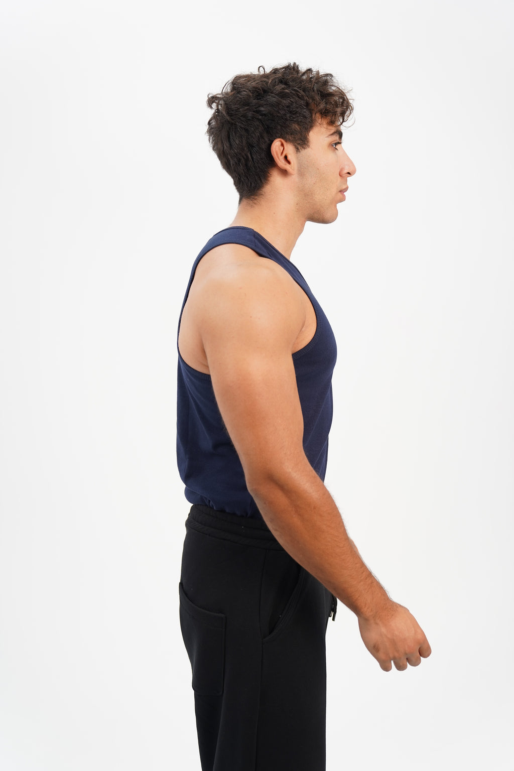 NAVY RIBBED TANK