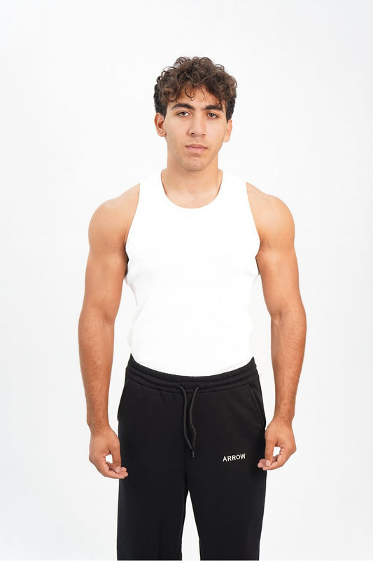 WHITE RIBBED TANK